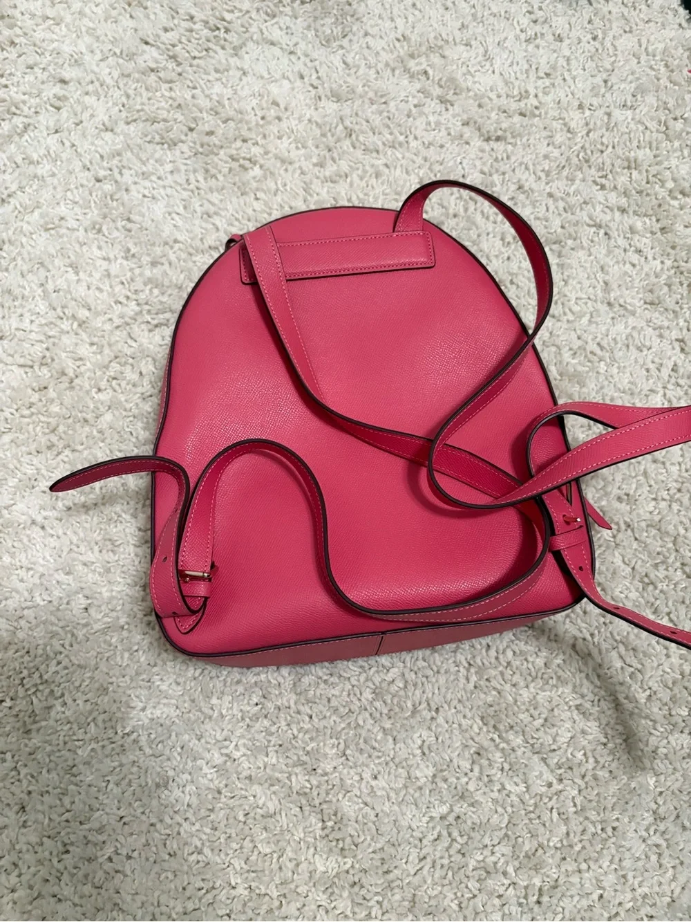 COACH Pink Pebbled Leather Backpack Crossbody